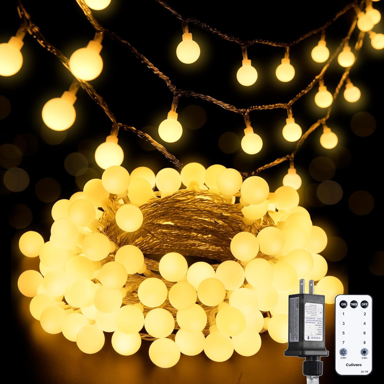 Culivaro Connectable Globe String Lights, Warm Whi